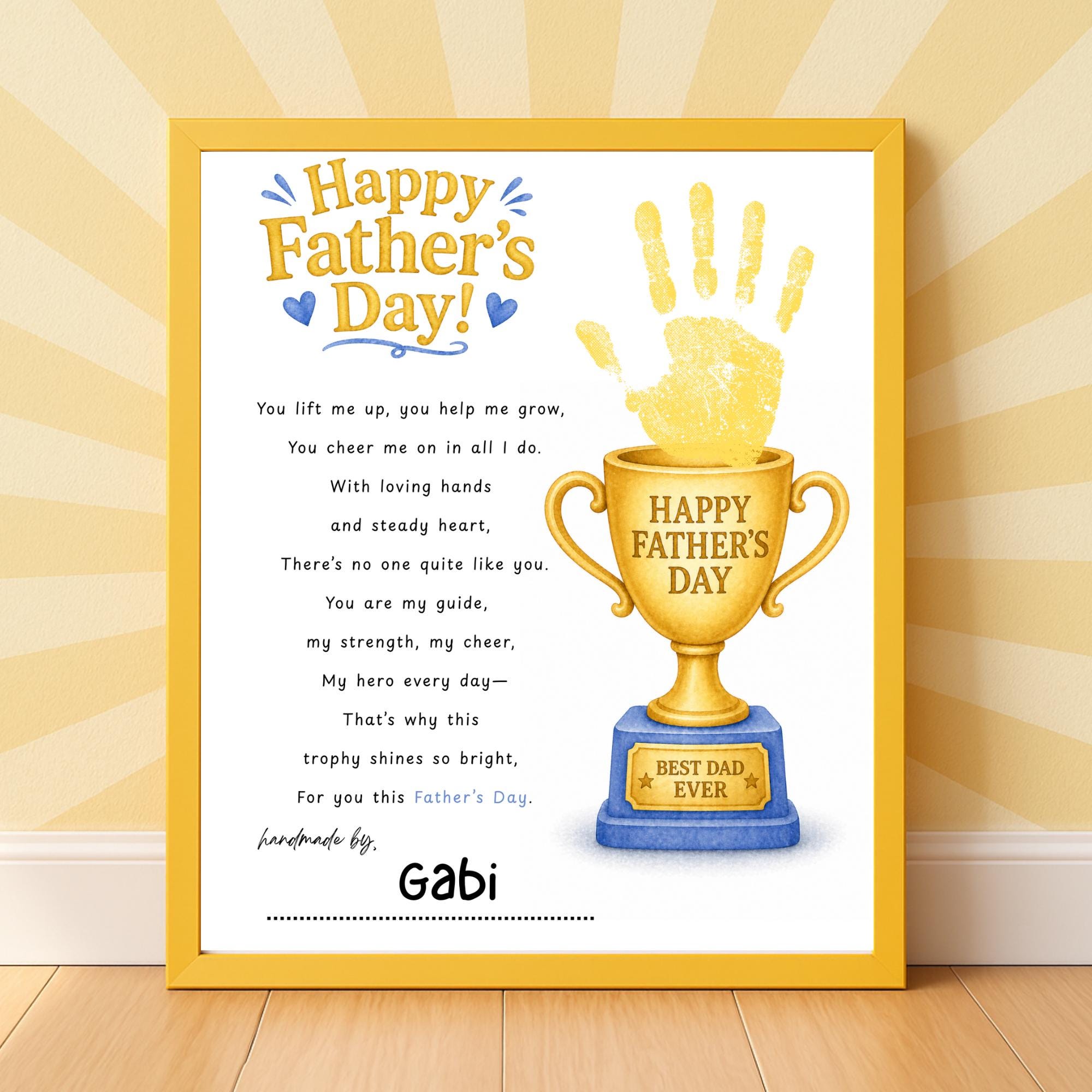 Father’s Day Trophy Handprint Craft Printable | Best Dad Ever Gift From ...