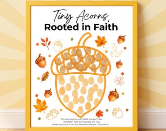 Christian Acorn Craft for Kids | Fall Acrn Bible Fingerprints Activity | Preschool Sunday School Printable | Tiny Acorns Rooted in Faith