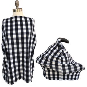 BLACK BUFFALO Baby Car Seat Cover, Monochrome Infant Car Seat Canopy, Baby Essential, Nursing Cover Scarf, Poncho Breastfeeding Cover Scarf