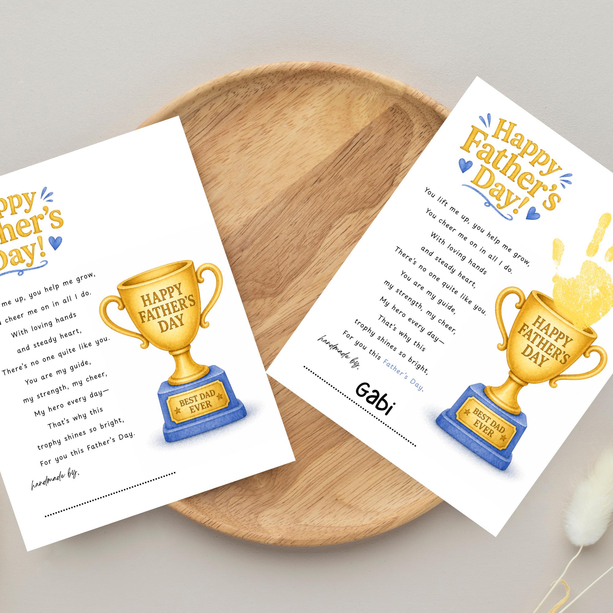 Father’s Day Trophy Handprint Craft Printable | Best Dad Ever Gift From ...