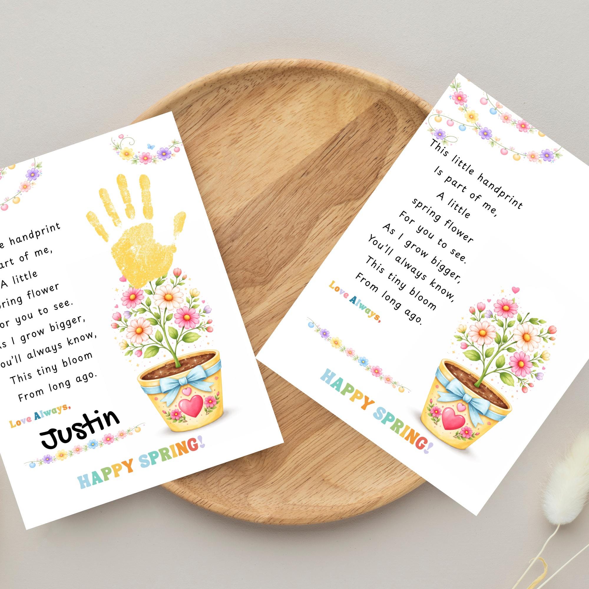 Spring Handprint Craft for Kids, Flower Poem Keepsake, Printable Spring ...
