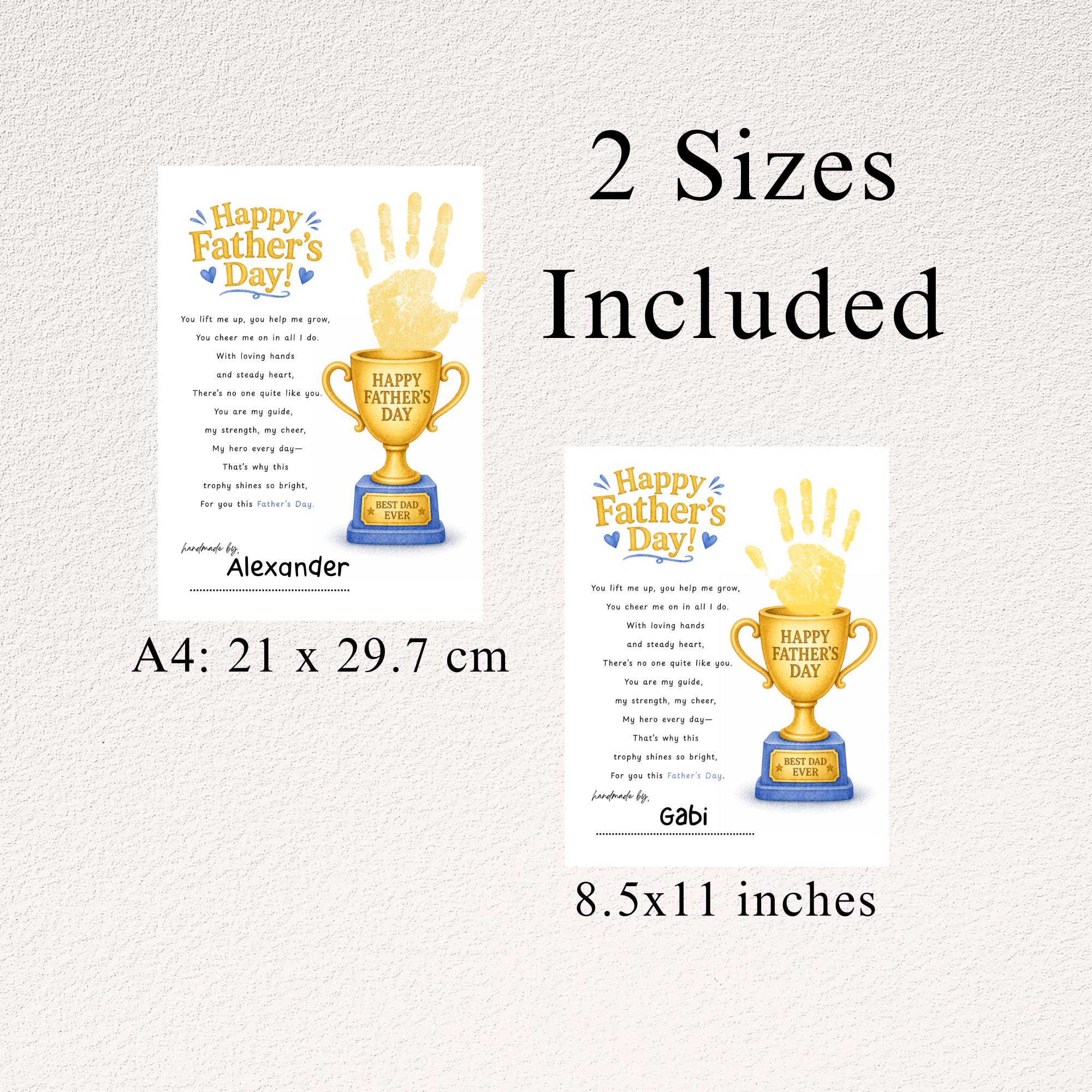 Father’s Day Trophy Handprint Craft Printable | Best Dad Ever Gift From ...