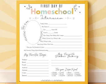 Homeschool Memory Book Printable | First & Last Day Homeschool Interview | All About Me Worksheet | Homeschool Keepsake PDF