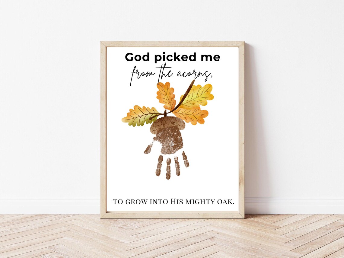 Christian Acorn Handprint Printable Fall Handprint Craft for Kids Bible ...