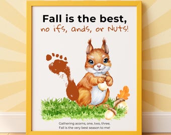 Squirrel Fall Handprint Art, Kids Autumn Craft (PDF Printable)