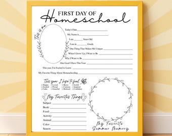 First & Last Day of Homeschool Printable, Homeschool Memory Page Homeschool Keepsake Worksheet | Homeschool Interview All About Me Printable
