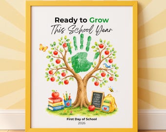 First Day of School Handprint Craft, Back to School Tree Keepsake Art, Apple Tree Printable Preschool Kindergarten Activity, Apple Craft