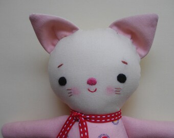 Mini Kitty Plushie - Handmade cloth doll, ragdoll, baby toy toddler toy plush toy stocking stuffer