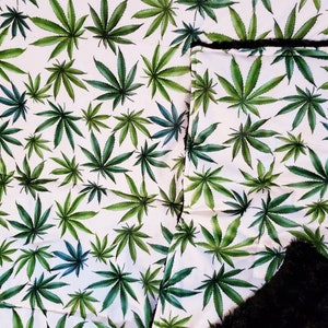 Marijuana Leaf Minky Quillow, SALE XLG lap quilt that folds into pillow, cancer cheer, gift for pot lovers, housewarming, chemo comfort
