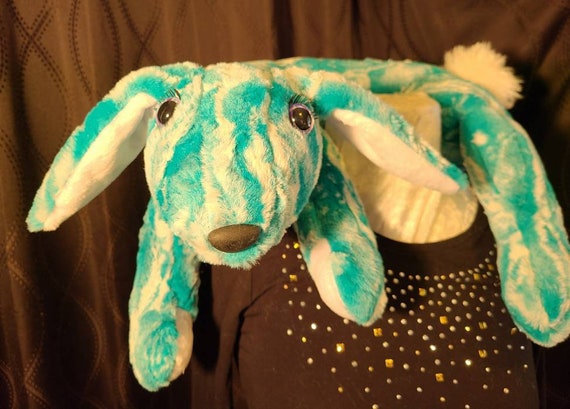 Aqua and White Bunny Neck Buddy Rabbit Travel Pillow Teal Shannon Fur EDS Comfort After Surgery Prop Cancer Comfort Easter Gift All New Etsy