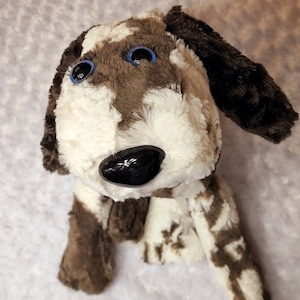 Handmade Minky Spaniel Stuffed Dog: Brown Cow Print Puppy