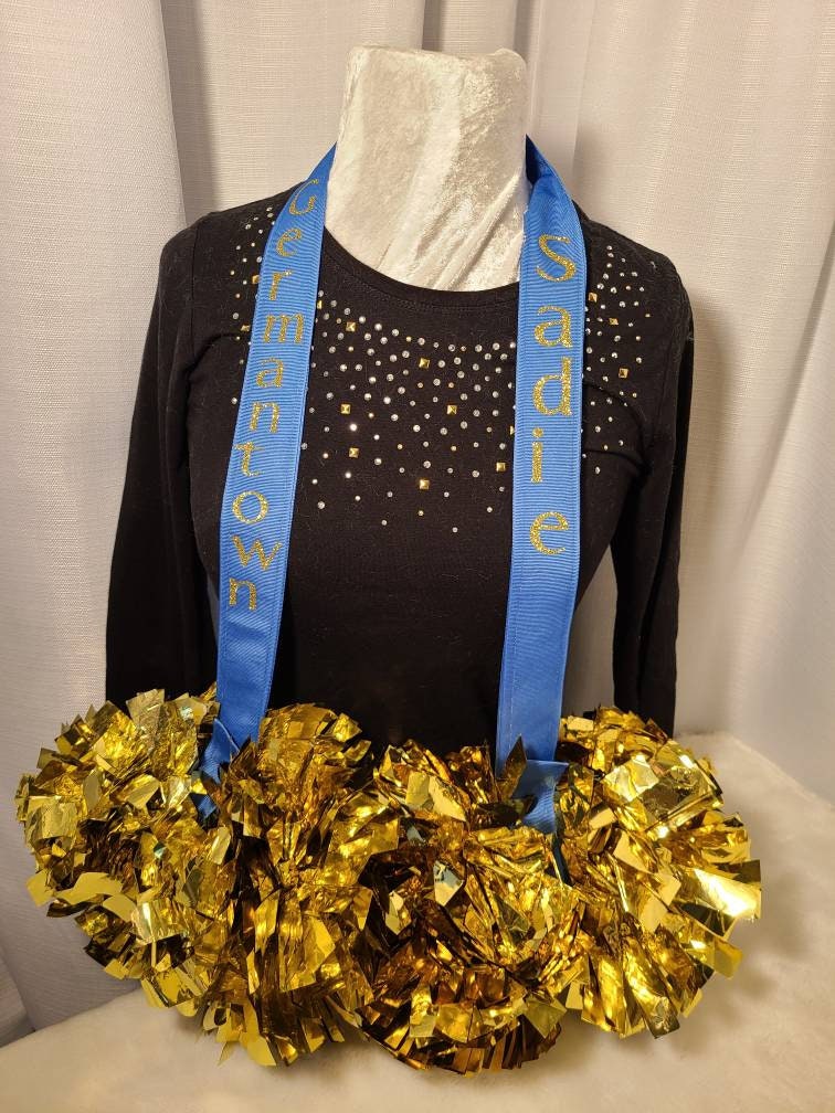Pom pom neck strap. Cheerleader or Dancer pom holder. Unique Etsy