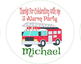 Fire truck birthday stickers - fire truck thank you stickers Thanks For Celebrating with me