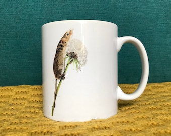 Harvest mouse Wildlife mug  artist British animals fox barn owl mouse foal horse hare rabbit stag deer wild nature tea coffee drinking