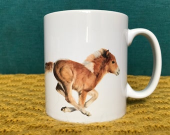Puledro cavallo equinoWildlife mug artista animali britannici volpe barbagianni topo puledro cavallo lepre coniglio cervo cervo selvatico natura tè caffè bere