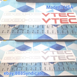 DOHC Vtec Sticker for 92-00 Honda Acura Printed Color on Vinyl Like OEM 1.2&quot; x 16&quot;
