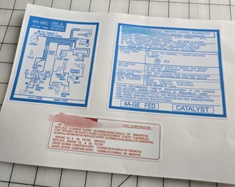 Vacuum, Emission Under hood Labels for 4A-GE Corolla ae86
