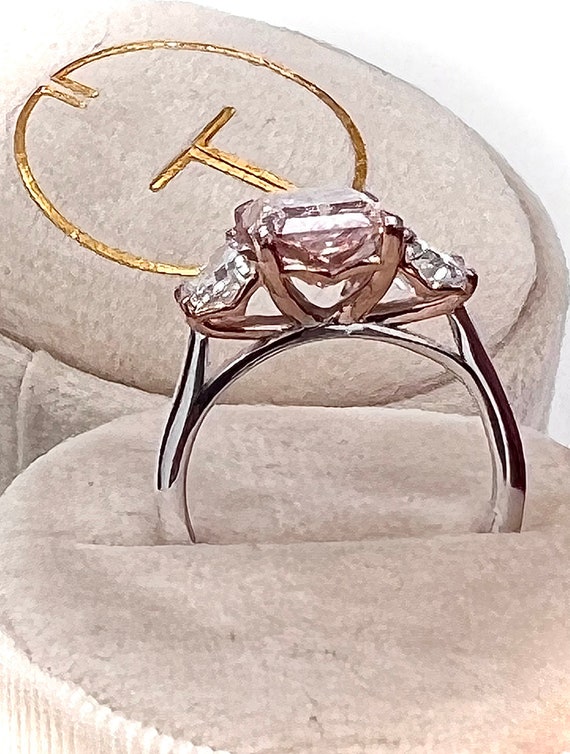 3.60 Fancy Intense Pink Lab Diamond Engagement Ring 3 Stones - Etsy