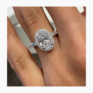 Oval Cut Diamond Engagement Ring, 14k White Gold Anniversary Gift for Women, 3.01 Ct IGI Certified E/VVS2 Lab Grown Diamond Ring