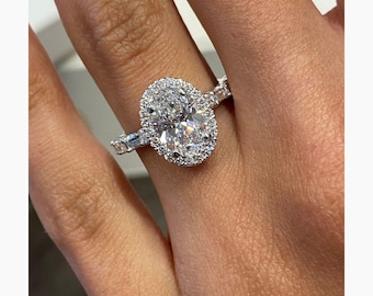 Oval Cut Diamond Engagement Ring, 14k White Gold Anniversary Gift for Women, 3.01 Ct IGI Certified E/VVS2 Lab Grown Diamond Ring