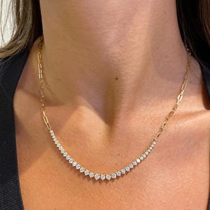 Solid 14K Yellow Gold Choker Necklace, 2.25 Ct E/VVS2 Certified Round Cut Lab Grown Diamond, Prong Setting, Necklace for Women