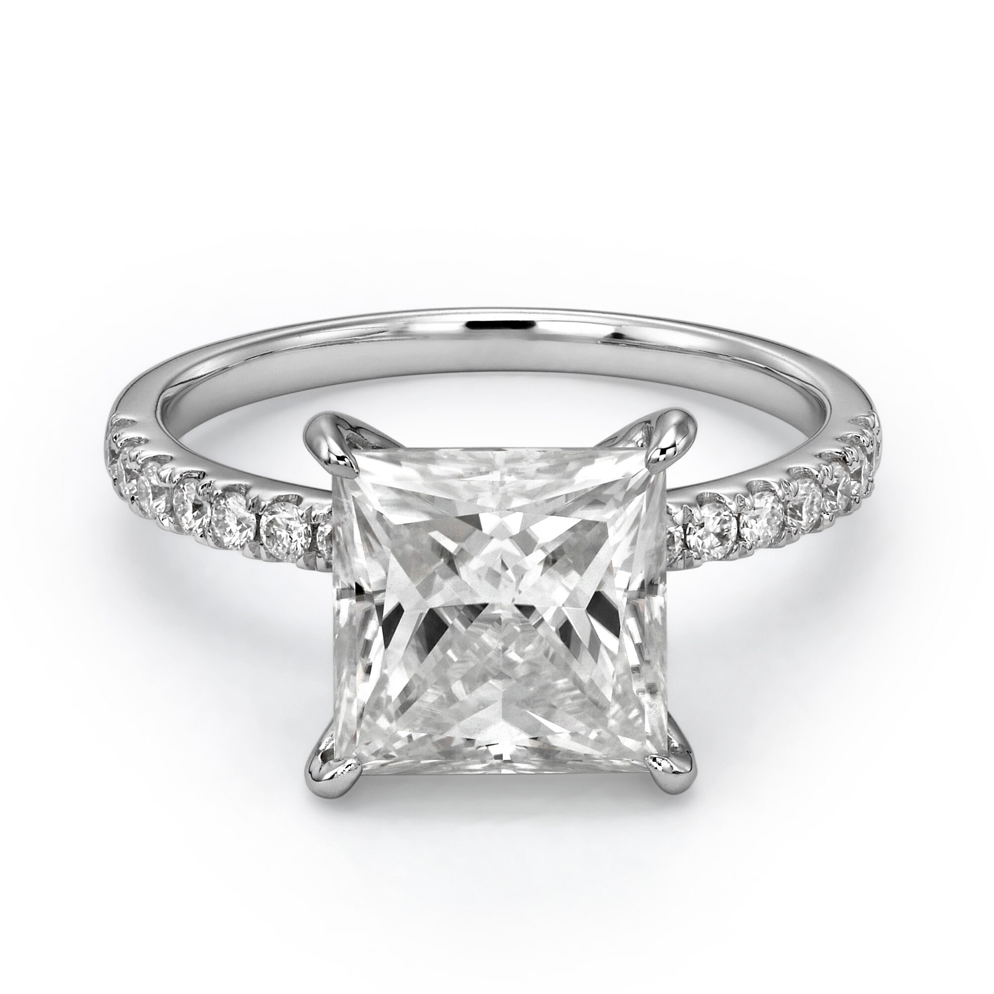 2 Carat Princess Cut Engagement Ring Moissanite Prong Set | Etsy