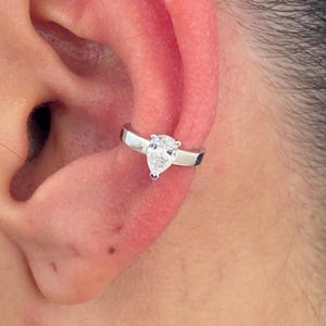 Elegant Pear Cut Diamond Cuff Single Earring - Lab-Created Diamond 0.28 Carat E/VS1 in 14K White Gold - Luxe Elegance for Any Occasion