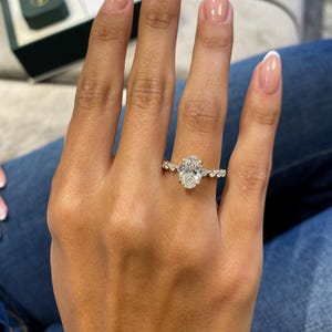 Lab Grown Diamond Engagement Ring, 18k Yellow Gold Hidden Halo Proposal Ring, Oval Cut Diamond in Prong Set, 2.60 Carat IGI Certified E/VVS2