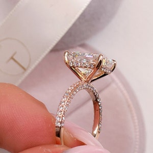 2.50 Carat RADIANT Cut Engagement Ring Diamond, 14k Yellow Gold Anniversary Ring, Hidden Halo Set Ring, Lab Diamond Ring, Bridal Jewelry