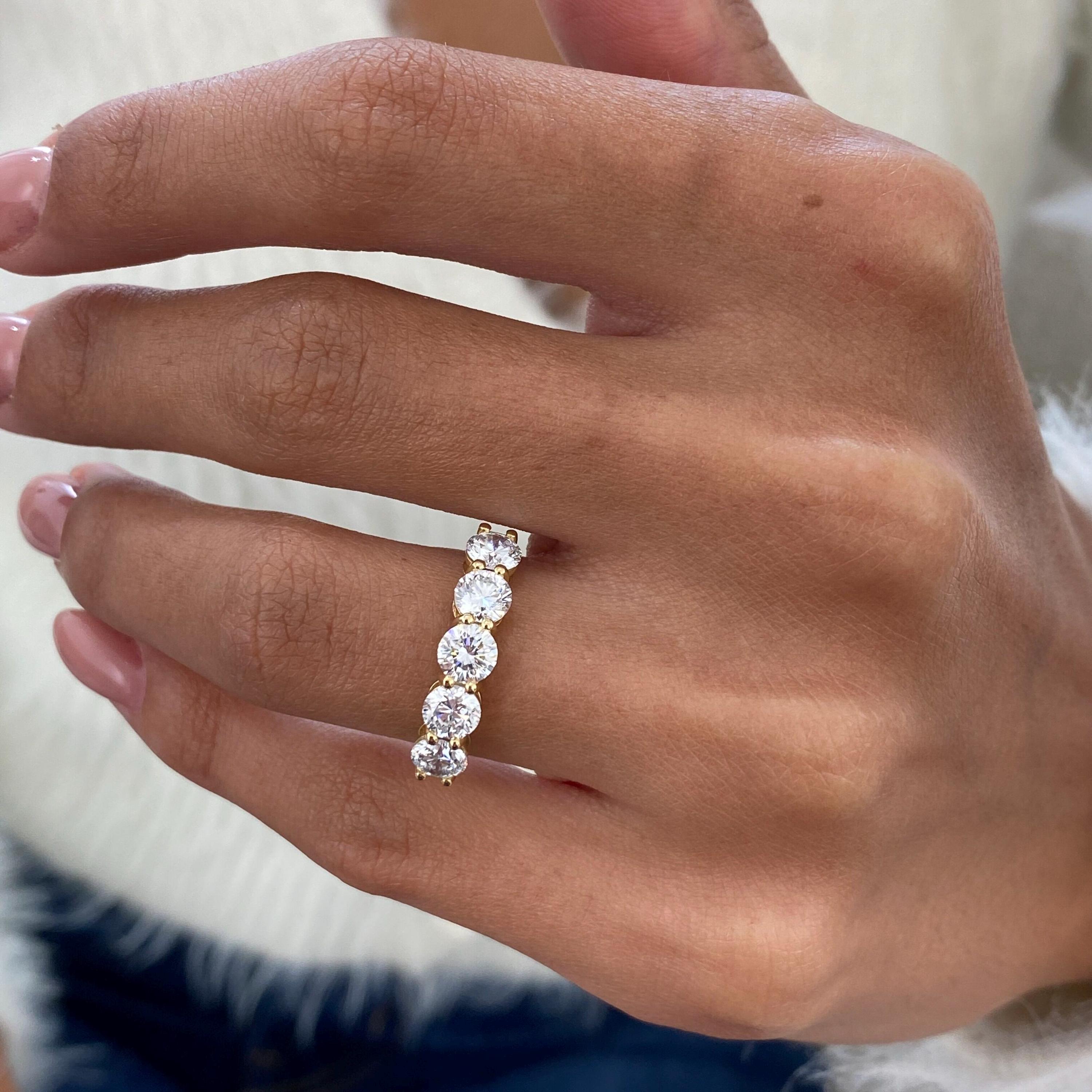 Diamond Round Cut 5 Stone Lab Created Ring 1.76ct, Glamorous E/VVS2 ...