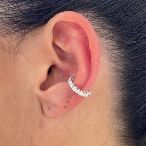 Elegant Round Cut Diamond Cuff Single Earring - Lab-Created Diamond 0.59 TCW E/VS1 in 14K White Gold, Prong Set, Timeless Piece for Her