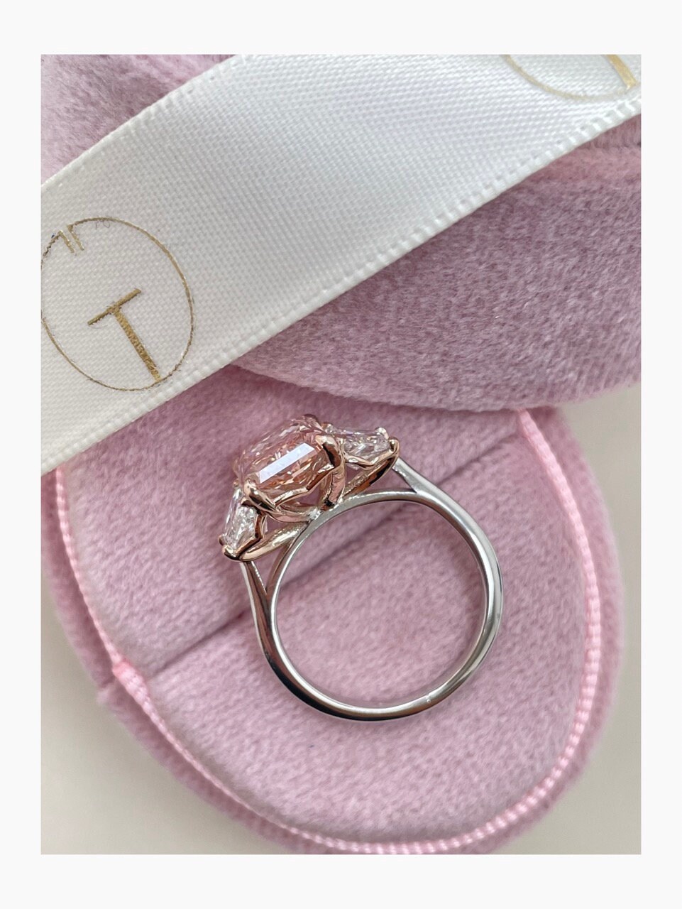 3.60 Fancy Intense Pink Lab Diamond Engagement Ring 3 Stones - Etsy