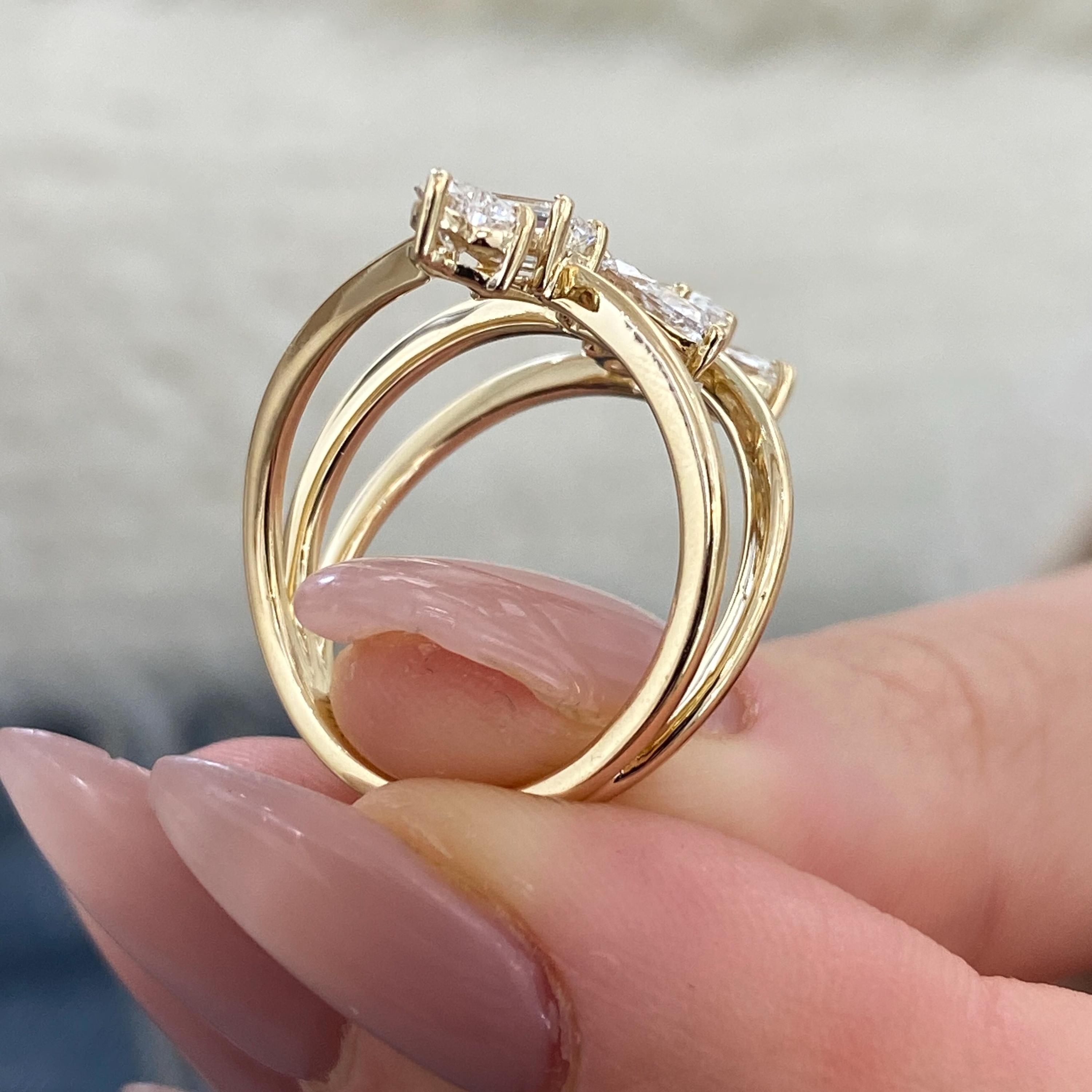 Mix Shape Diamond Wrap Ring 1.33ct, Sparkly E/VVS2 Lab Diamonds, Yellow ...