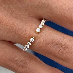 Lussuoso anello in oro giallo 14 carati con diamanti da donna, diamante taglio rotondo E/VVS2 coltivato in laboratorio da 0,3 ct, anello impilabile, regalo di compleanno