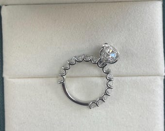 14k White Gold Anniversary Ring, IGI CERTIFIED E/VVS2 Lab Grown Diamond, Proposal Ring, 4 Carat Oval Diamond Hidden Halo Engagement Ring