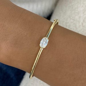 0.5ct TCW Diamond Bangle Bracelet In 14k Solid Gold; Excellent Cut E/VVS1 CVD lab-created Diamonds; Solitaire Diamond Bracelet GG Appraisal