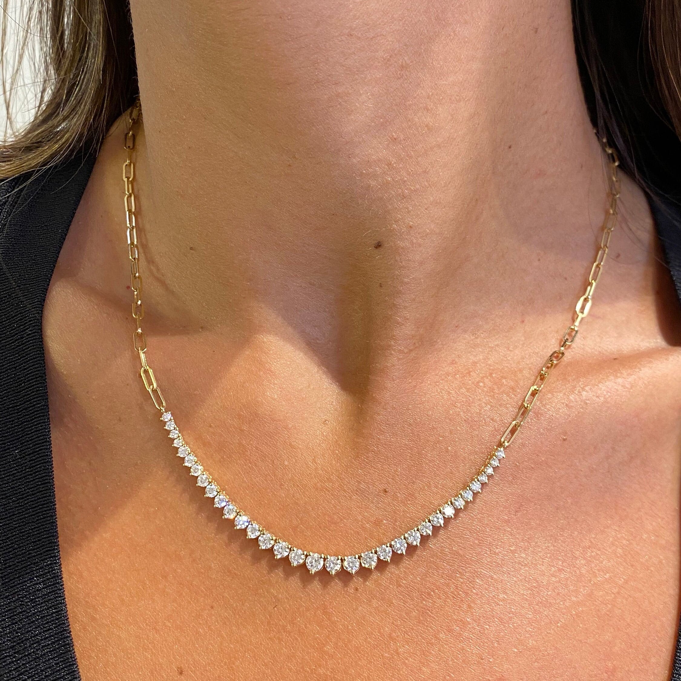 14K Large Diamond Tennis Chain Necklace – Baby Gold