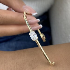 0.5ct TCW Diamond Bangle Bracelet In 14k Solid Gold; Excellent Cut E/VVS1 CVD lab-created Diamonds; Solitaire Diamond Bracelet GG Appraisal