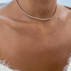 Elegant 2.57 Ct E/VS1 Round Cut Certified Lab Created Diamond Tennis Necklace, Solid 14K Rose Gold Prong Setting, Gift for Women