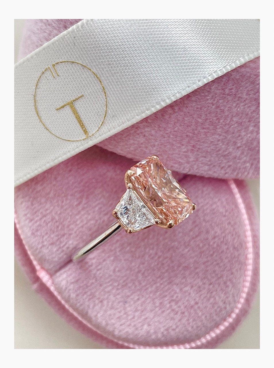 3.60 Fancy Intense Pink Lab Diamond Engagement Ring 3 Stones - Etsy