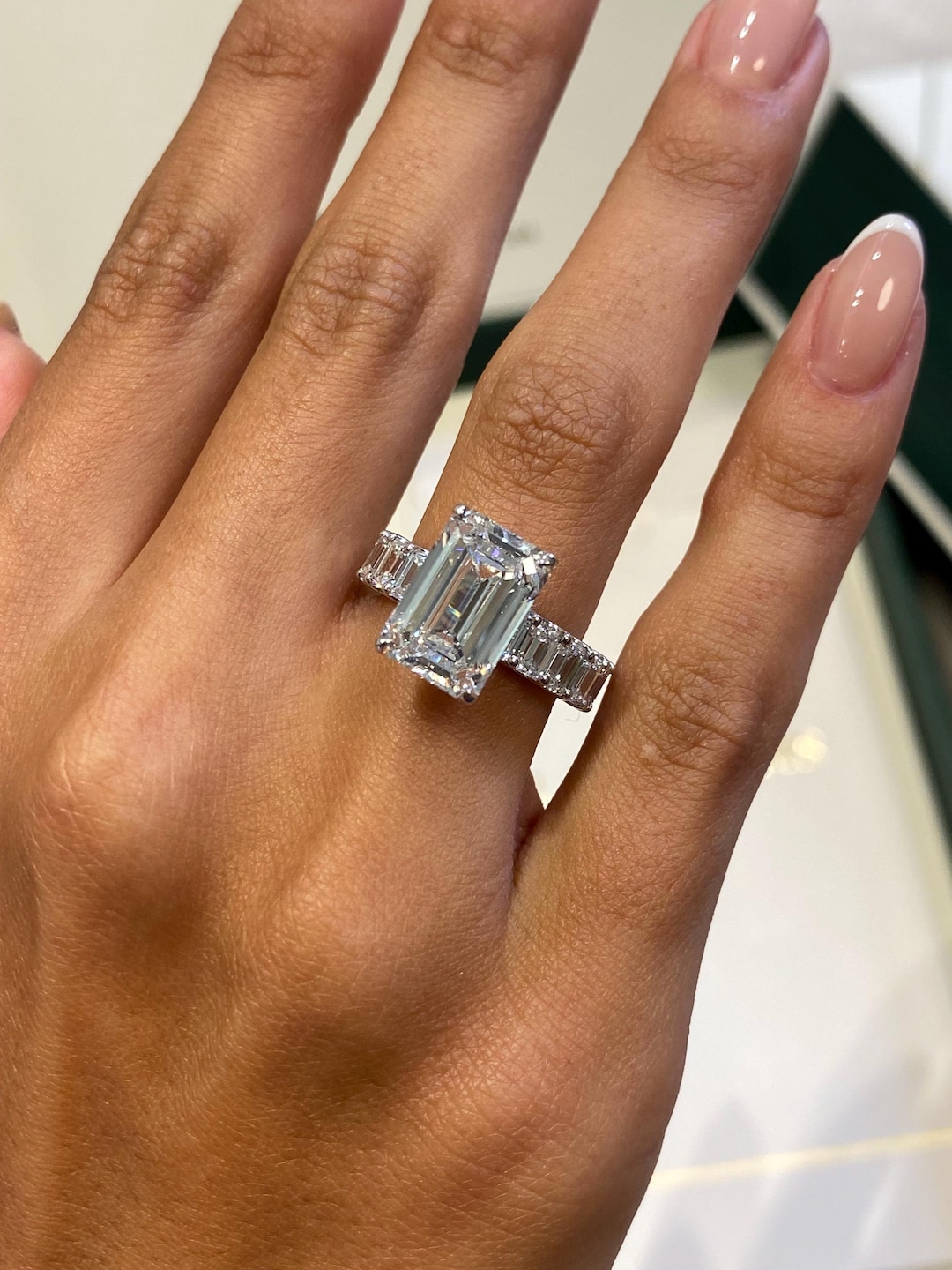 Buy HUGE Carat IGI Certified Emerald Cut E/VVS2 Lab Grown Diamond  Engagement Ring, 14k White Gold Proposal Ring for Women, Anniversary Ring  Online