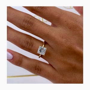 Lab Created Diamond Engagement Ring, Princess Cut Diamond Ring, Solitaire Ring, 14k Yellow Gold Proposal Ring, 1.5 Carat IGI Certified