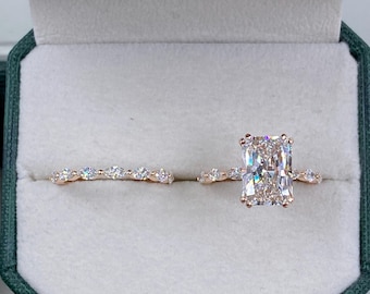 4.5ct TCW Diamond Radiant Engagement Ring 14K Gold, Solitaire with Accents Proposal Ring Lab-Grown Diamonds E/VVS2 IGI Certified