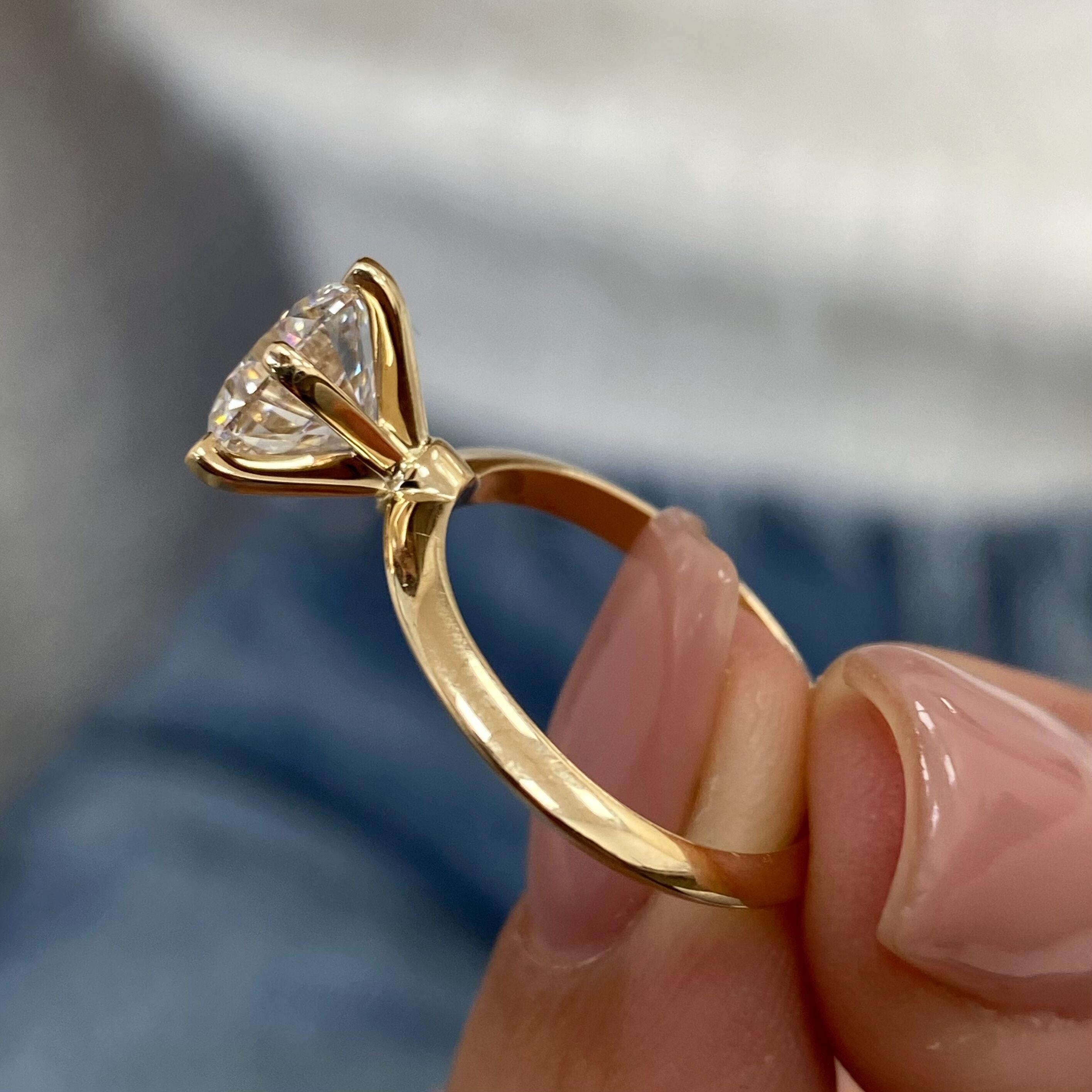 Bague Solitaire Or Jaune 14 Carats - Taille 54 - Diamants 2 Carats D VVS1 - Neuf Sans Emballage