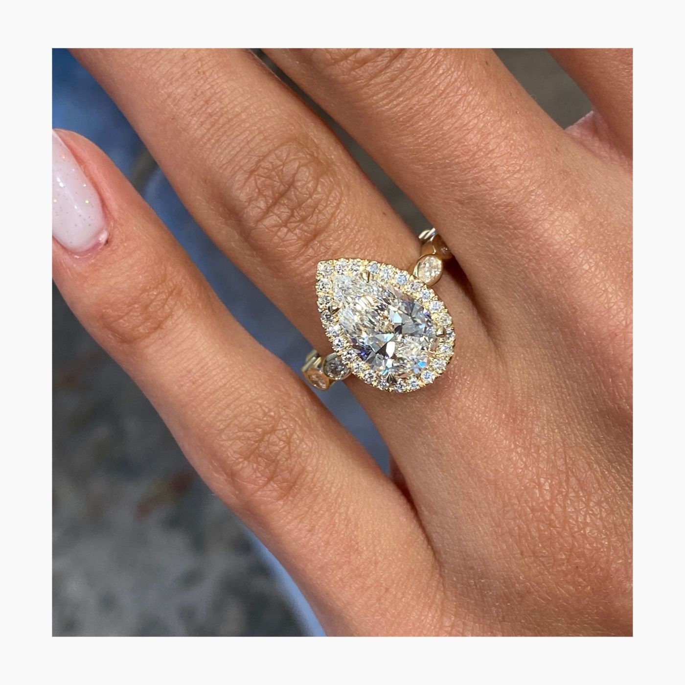 Bague De Fiançailles Diamant Taille Poire 1 Carat - Or Blanc 14k, Certifiée IGI - Taille 8