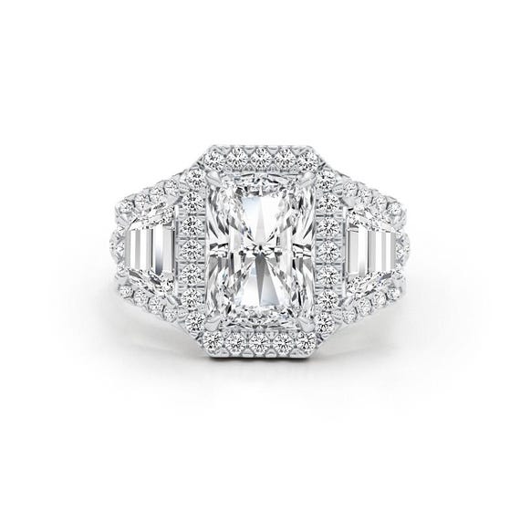 A rare diamond-white gold ring Sophia Diamond Engagement Ring -14K White Gold, Halo, Pear  main image 4