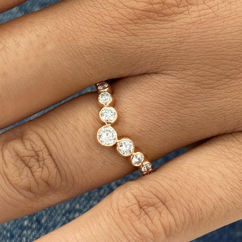 0.5ct E/VVS2 Round Cut Lab Created Diamond Half Eternity Ring 14K Rose ...