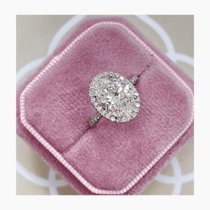 Oval Cut Diamond Engagement Ring, 14k White Gold Ring, IGI Certified E/VVS2, Halo Lab Diamond Ring, Proposal Ring for Women, 3.74 Ct