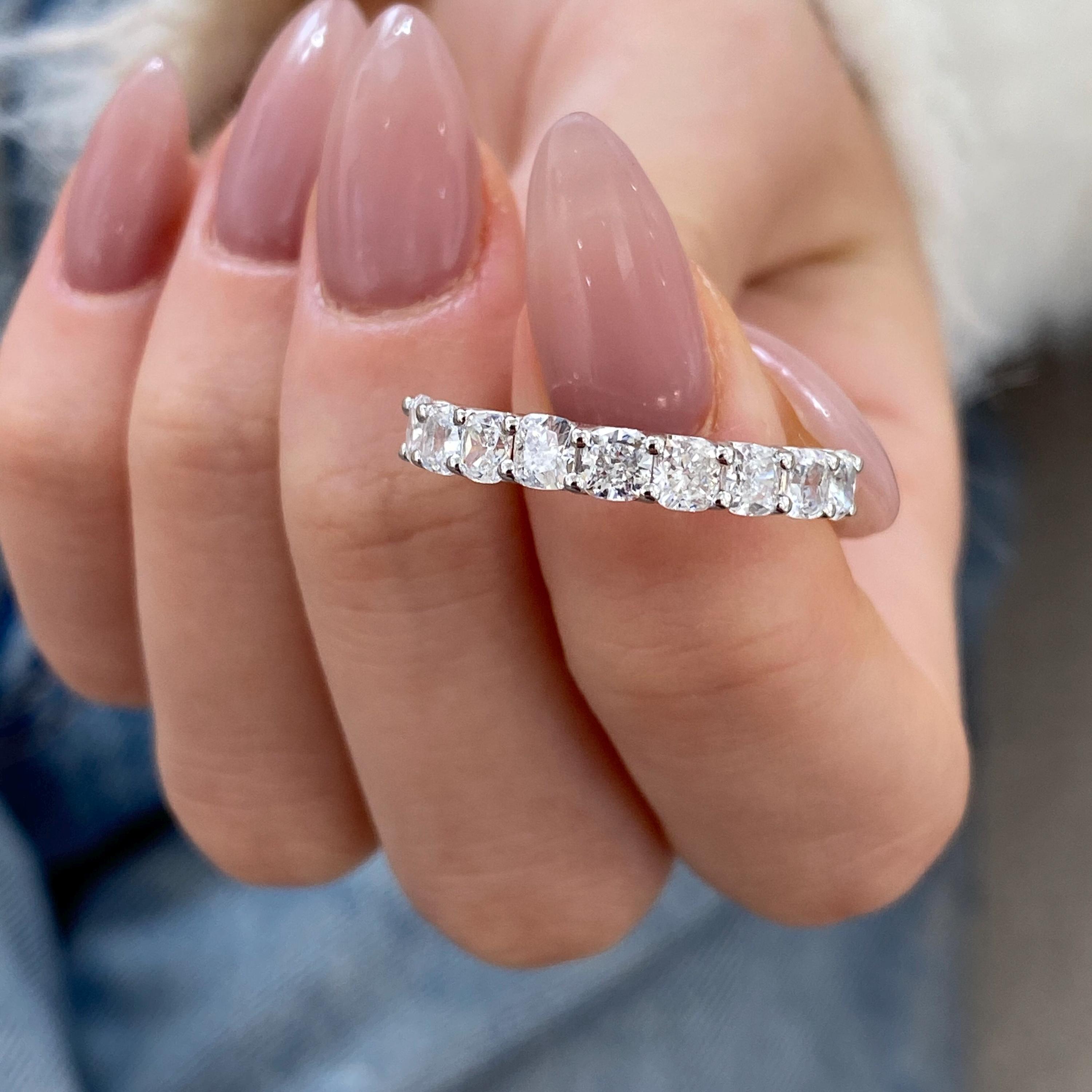 Cushion Diamond Half Eternity Ring 1.57ct, Glamorous E/VVS2 Lab