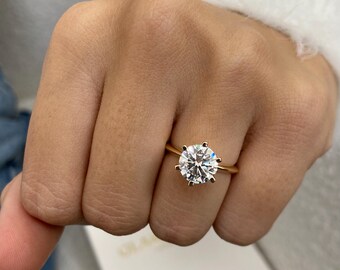 婚約指輪 14Kイエローゴールド 2カラット IGI認定 E/VVS2 ラウンド 